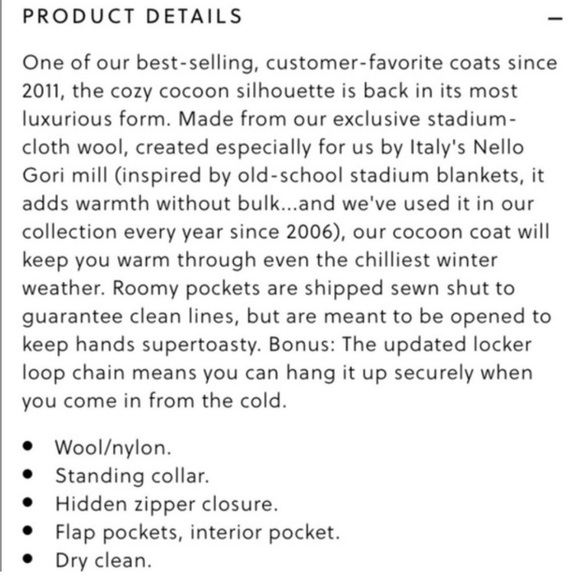 J Crew Cacoon Italian stadium wool coat. Looks brand new !! Christmas time!! - Picture 5 of 11